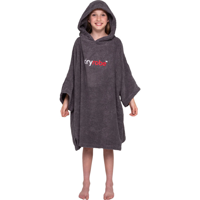 2023 Dryrobe Junior Organic Cotton Hooded Towel Change Robe V3OCT - Slate Grey